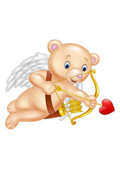 Funny little bear cupid aiming at someone