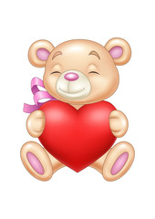 Cute bear holding heart