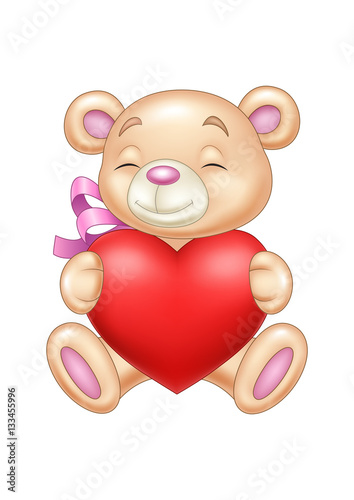 cute bear holding heart