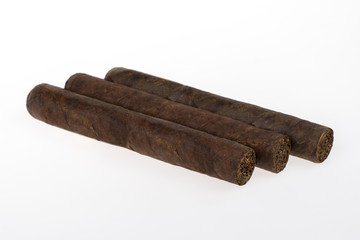Three Cuban Cigars isolated on white background