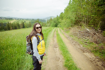 woman hiker hiking on trail