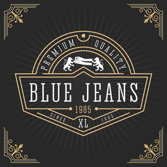 Vintage line frame design for labels, banner, logo, emblem, apparel, t- shirts, sticker and other design object. Vector illustration