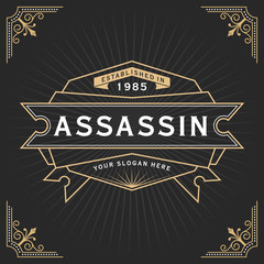 Vintage line frame design for labels, banner, logo, emblem, apparel, t- shirts, sticker and other design object. Vector illustration