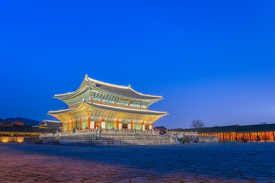Gyeongbokgung Palace at night, Seoul, South Korea