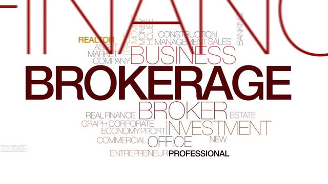 Brokerage animated word cloud, text design animation. Kinetic typography.