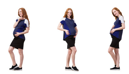 Fototapeta premium Pregnant woman in composite image isolated on white