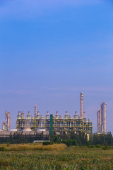 Oil refinery industrial plant with sky