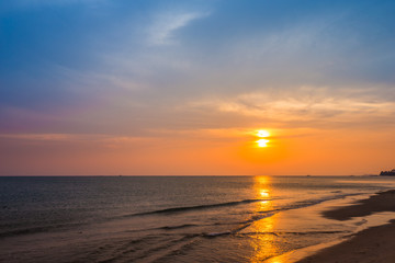 Sai Thong Beach with sunset, Rayong, Thailand