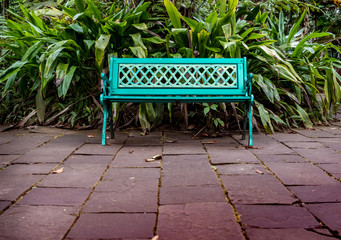 Metal bench on concrete floor
