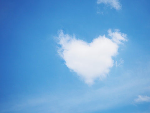 Cloud heart shape over clear blue sky