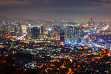 Fototapeta na wymiar Seoul City at Night, South Korea