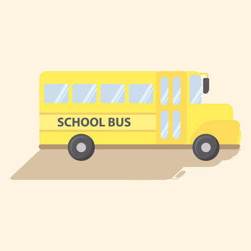 School Transportation Bus Yellow Vector Cartoon Illustration