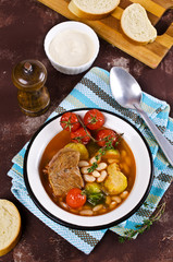 Meat soup with beans