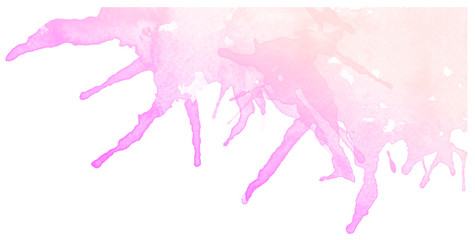 Abstract pink watercolor on white background.The color splashing on the paper.It is a hand drawn.