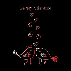 Happy Valentines Day card with cute Birds