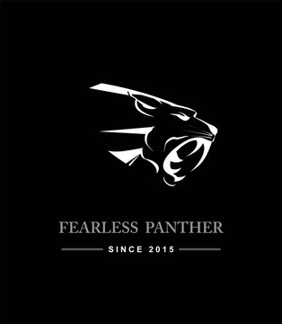 Black Panther Head. Black Panther Head combine with text. Black Panther. Fearless panther. label. Panther Mascot Head Vector Graphic. Dark Predator. tiger head, roaring fang face