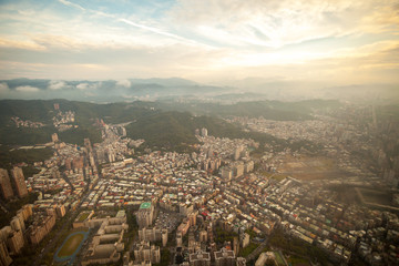 Aerial view of Taipei city in Taiwan