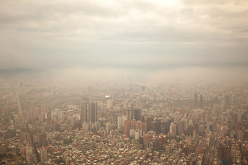 Fototapeta na wymiar Aerial view of Taipei city in Taiwan