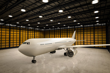 airplane in hangar