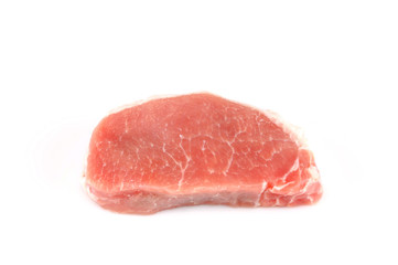 fresh chopped pork tenderloin isolated on white background