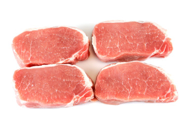 fresh chopped pork tenderloin isolated on white background
