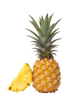 Pineapple slice on white background