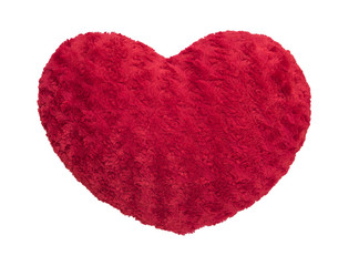 red silk pillow with heart shape
