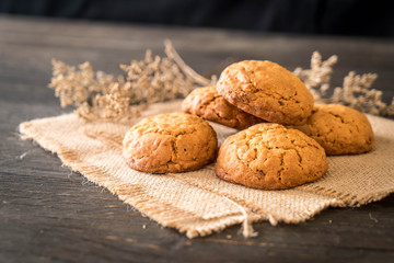 oatmeal raisin cookies on wood