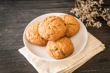 oatmeal raisin cookies on wood