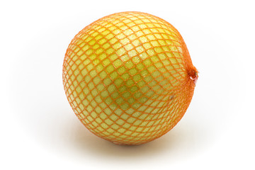 Ripe fruit pomelo close up on a white background.