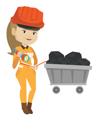 Miner checking documents vector illustration.