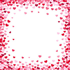 Fototapeta na wymiar Lovely heart frame with confetti hearts