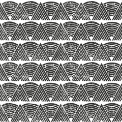 Seamless tribal pattern with grunge effect. Hand drawn background. EPS10 vector illustration in linocut style. - 133468989
