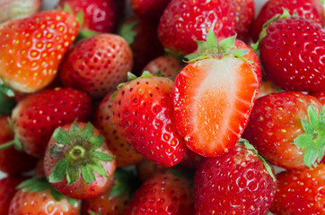 Group of of red ripe strawberry fruit