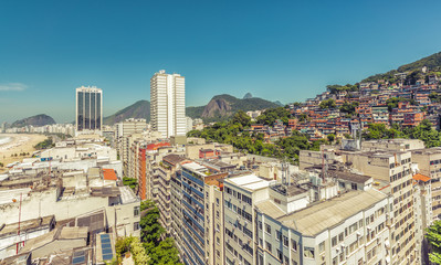 Favela (shanty town) above Copacabana Beach Buildings, Rio De Janeiro