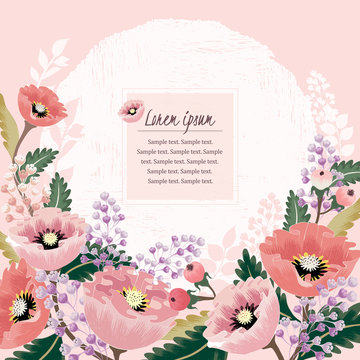  Vector illustration of a beautiful floral border with spring flowers for invitations and birthday cards 