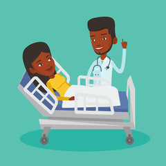 Doctor visiting patient vector illustration.