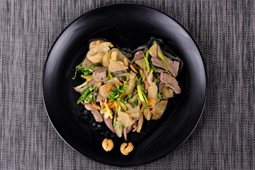 Spicy fried pickle lettuce with Pig liver