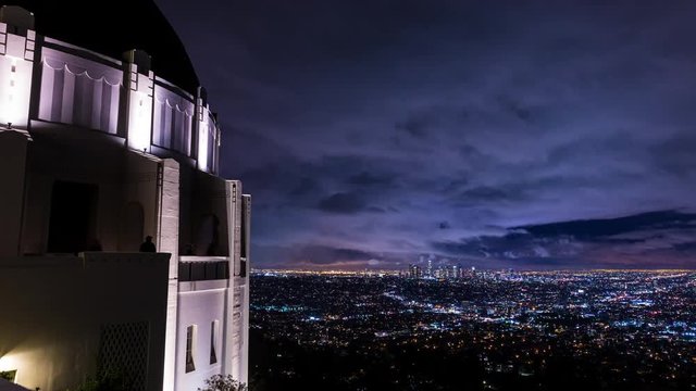 Los Angeles and the Griffith Observatory After Storm Night Timelapse