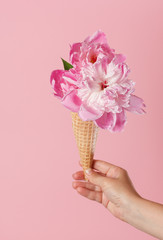 peony in the waffle cone