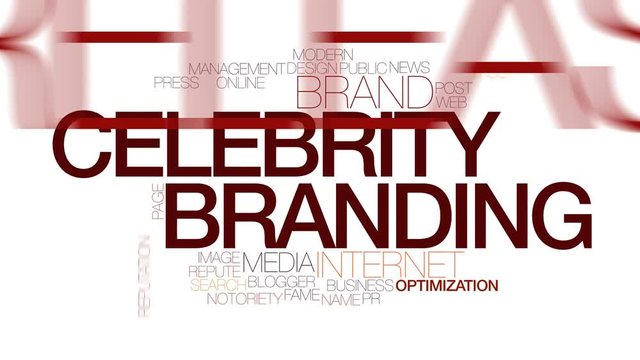 Celebrity branding animated word cloud, text design animation. Kinetic typography.
