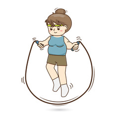 Woman jumping rope vector illustration.