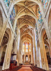 Fototapeta premium BRUSSELS, BELGIUM - JULY 07, 2016 :Interior St-Gervais-et-St-Pro
