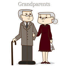 Fototapeta premium Happy Grandparents Day. vector illustration. Grandpa and grandma in formal dress suit. Old Couples Love.