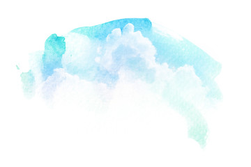 Watercolor illustration of sky with cloud.