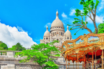 Fototapeta premium Sacre Coeur Cathedral on Montmartre Hill, Paris. France.
