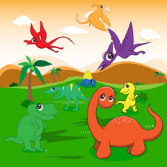 Fototapeta na wymiar illustration of cute dinosaurs cartoon EPS10 File simple Gradien