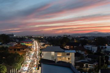 Street market, wua lai walking street market in evening, chiangm