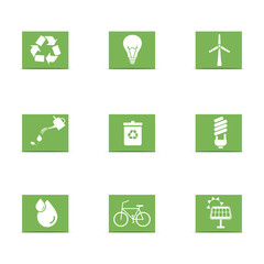 green energy icons set