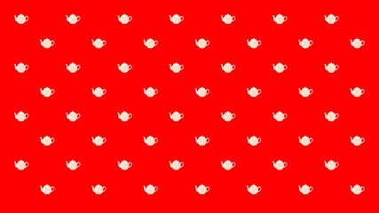 TEA POT PATTERN
Tea pots arranged in pattern on the red background.